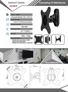 Soporte de Pared Metálico Articulado para Monitor/Tablet con Inclinación y Rotación VESA 75x75/100x100mm, Inclinación de -10~+10°, Giro de 90°, Capacidad de 30LBS - Product Image 5