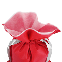 Bolsa de tela no tejida impermeable ecológica negra y roja con cordón, personalizada con logo impreso, para almacenamiento de dulces, regalos y joyas.