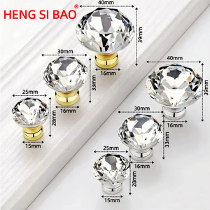Çinko Alaşımlı Kristal Cam Elmas Kulplar Stoklarımızda Mevcuttur ve Mutfaklar, Gardıroplar ve Komodinler İçin Uygundur - Product Image 1