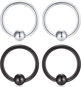Anillo de Nariz de Acero Inoxidable para Mujer 2023 con Bola Captiva, Aro de Oro de Acero Quirúrgico de Alta Calidad para Septum y Ceja con Zirconia como Piedra Principal - Product Image 3