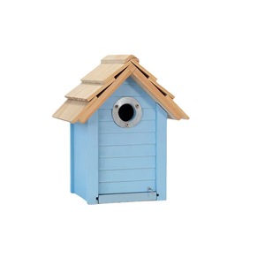Hangende Eco-Vriendelijke Houten Vogelhuisje Voor Buitengebruik In De Zomer Alle Seizoenen Vogelnest Met Blauwe Bladeren - Product Image 5