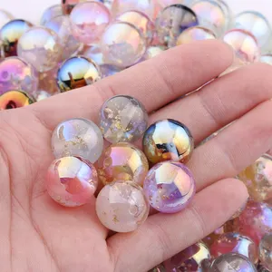 Cristal nouveau Design UV placage couleur 16mm perles acryliques rondes en gros en plastique perles en vrac pour bricolage Bracelets