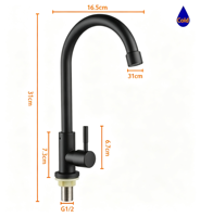 Robinet de cuisine moderne en acier inoxydable, pivotant à 360 degrés, pour eau froide, avec bec flexible, idéal pour les éviers d'hôtel – Vente directe usine