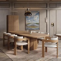 Ensemble de table à manger moderne en bois massif pour 8 personnes, meubles de salle à manger de luxe sur mesure, table et chaises