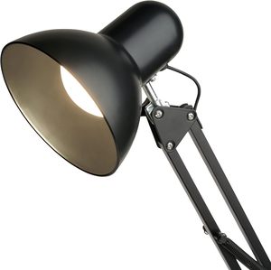 Lampe de table en métal noir avec base lestée et bras pivotant monté Éclairage de table de lecture idéal pour ampoule intérieure non incluse Bureau - Product Image 2