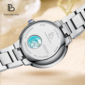 Reloj Mecánico de Acero Inoxidable PeroBuno para Mujer con Esfera de Números Romanos, Diseño Resistente al Agua, Elegante Visualización de la Hora con Corona y Agujas PB - Product Image 6