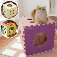 Casa para Gatos Desmontable de Fieltro con Diseño de Dados, Multicolor, Interactiva, Tipo Cueva y Túnel, Juguete para Mascotas