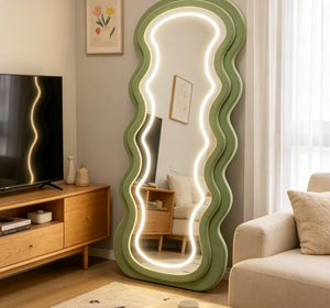 Wavy <b>LED</b> Full Body <b>Mirror</b> Floor Standing Dressing <b>Vanity</b> <b>Mirror</b> Modern Bedroom Hotel Decor - Product Image 5