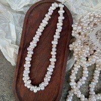 Perles de culture d'eau douce baroques blanches naturelles 7x12mm, percées au centre, formes gourde et cacahuète, pour la fabrication de bijoux, brin de 38cm