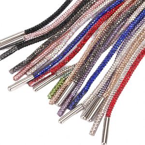 Custom 80cm 100cm 120cm 140cm 160cm 6mm Polyester Colored Shiny Diamond Crystal Bling Rhinestones Shoelaces - Product Image 1