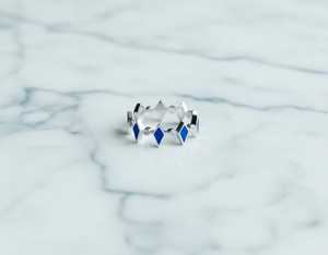 แหวนเพชรเคลือบสีฟ้าทอง 14KT - Product Image 3