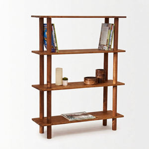 The Horizon Premium <b>Solid</b> Pine <b>Wood</b> Bookshelf – Modern 4-Tier Open Shelf <b>Bookcase</b> with Rounded Pillars - Product Image 1
