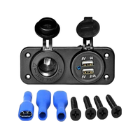 Prise de chargeur de voiture double USB 12V 24V à montage sur panneau, prise allume-cigare, prise d'alimentation 5V 3.1A étanche pour bateau, camping-car