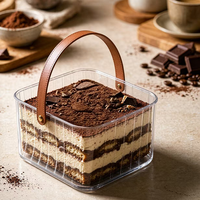 Kotak Kue Tiramisu Akrilik Persegi Besar Ramah Lingkungan, Bebas BPA, Food Grade, dengan Pegangan