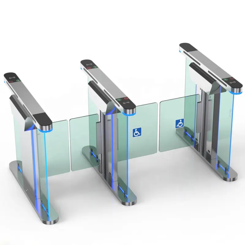 Sistemas de automatización y puertas de seguridad Torniquetes de vidrio de puerta de velocidad oscilante para edificio de oficinas