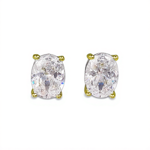 Orecchini a lobo classici con diamanti taglio ovale in oro massiccio 18K con montatura a griffe, gioielli raffinati da donna per l'uso quotidiano - Product Image 1