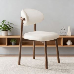 Nordic Style Upholstered Dining Chair With Wooden Legs For Living Room And Dining Area - Product Image 1