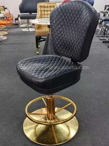 เก้าอี้โป๊กเกอร์คาสิโนหนังสีดำขาโลหะขายส่ง ปรับเอนได้ หมุนได้ 360 องศา พนักพิงสูง - Product Image 2