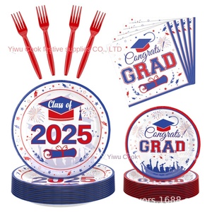 <span class=keywords><strong>2025</strong></span> Tốt Nghiệp Mùa Đảng Trang Trí Nguồn Cung Cấp Màu Đỏ Màu Xanh Dùng Một Lần Khay Giấy Khăn Bộ Đồ Ăn Cho Halloween Bé Phong Cách Các Bên - Product Image 5