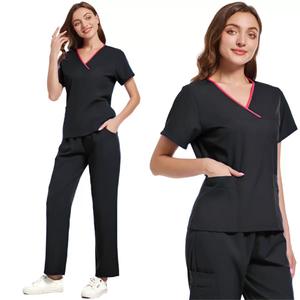 Vente en gros de blouses personnalisées pour femmes ensemble de gommages uniformes d'infirmière médicale pour infirmières confortable tissé mode costume d'hôpital - Product Image 3