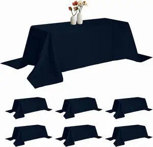 Proveedor de fiesta de China, mantel rectangular, tela sin manchas y arrugas, ropa de mesa de poliéster para decoraciones de bodas