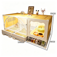 Cage à lapin en acrylique transparent multi-tailles, très vendue, avec tiroir anti-éclaboussures, grande maison pour lapin, cochon d'Inde, chinchilla