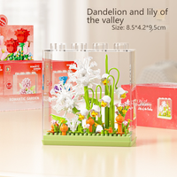 Kit de bloques de construcción florales, juguetes educativos creativos DIY, decoración de escritorio, Kit de montaje de plástico para niños, regalo de cumpleaños