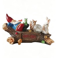SWAITE Handgefertigter, handbemalter Harz-Tierfigur-Zwerg im Baumstumpf-Stil, solarbetrieben, vielseitig einsetzbar für Innen- und Außenbereich, Garten, Hof