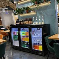 Réfrigérateur de bar à dosseret 2 portes, noir, avec refroidissement par ventilateur et contrôle mécanique de la température, équipement de réfrigération en promotion
