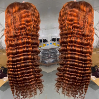 Haute densité # Perruque frontale HD en dentelle 4/350 Ombre Water Wave, perruque courte bouclée crépue en cheveux humains, pré-plumée, en cheveux indiens bruts bouclés