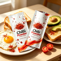 Sachet scellé sur trois côtés pour épices, assaisonnements, piments secs, sucre en poudre, avec fermeture éclair personnalisée, Doypack, emballage alimentaire de qualité alimentaire