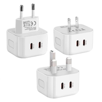 UK Plug 40w Charge rapide PD Type c Adaptateur 3pin Socket Double Usb C Chargeur mural Adaptateur secteur avec boîte de vente au détail