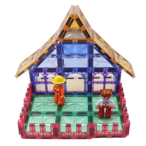66 pièces Blocs de construction magnétiques pour enfants, jouets éducatifs STEM, thème princesse, blocs de construction magnétiques de dessins animés, <span class=keywords><strong>château</strong></span> rose - Product Image 6