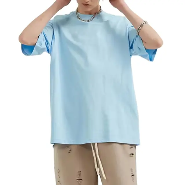 manufacturer custom plain t shirts for printing over sized baby blue t shirt men 220 gsm cotton t shirt