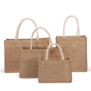 Wholesale Plain Hessian Shopper <b>Bag</b> Custom Printed Large Natural Eco Friendly Burlap <b>Jute</b> <b>Shopping</b> Tote Beach <b>Bag</b> with Logos+ - Product Image 1