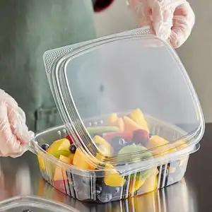 32 Oz Heldere Rpet Hoge Scharnierende Deli Container Met Koepeldeksel Wegwerp Clamshell Plastic Voedselcontainer Voor Dessert Fruitsalade