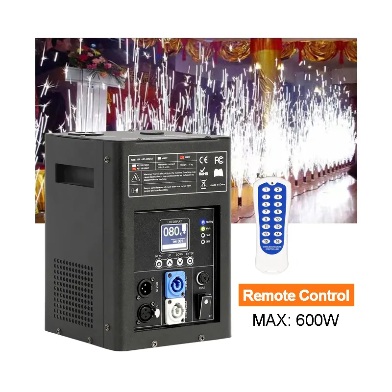 Penjualan terlaris dalam ruangan 600w Dmx Set pernikahan Mini mesin berkilau dingin peralatan Dj tahap kembang api dingin mesin Pyro