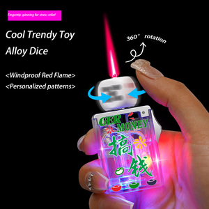 Encendedor DEBANG a Prueba de Viento con Llama Roja 360 °   Encendedor de Dados Giratorio de Aleación, Encendedor Personalizado para Cigarrillos y Velas, Recargable con <span class=keywords><strong>Gas</strong></span>, Encendedor LED - Product Image 3