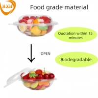 Wegwerp 64oz 80oz PET PLA Recycle PCR Zwarte Ronde Saladeschaal met Doorzichtig Deksel Plastic Afhaalschaal voor Soep Lunchbox