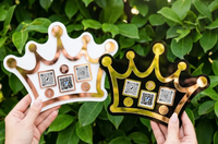 Support de Code QR en Acrylique Doré Effet Miroir, Plaque Personnalisée Multi-Plateformes Sociales à Scanner pour Salons de Beauté et Petites Entreprises