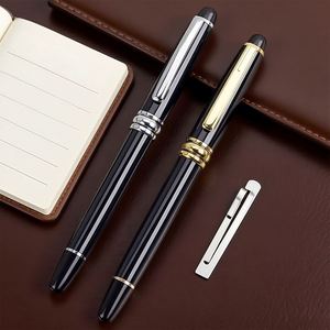 High Quality Luxury Business Ballpoint <b>Pen</b> Personalized Logo Black Body with Gold and Silver Trim Custom Logo Gift for Office - Product Image 1