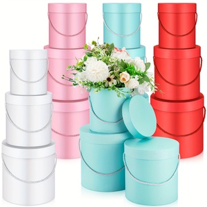 Aierflorist Ensemble <span class=keywords><strong>de</strong></span> 3 boîtes cylindriques <span class=keywords><strong>de</strong></span> fleuriste en <span class=keywords><strong>couleur</strong></span> unie, boîte à fleurs portable, boîte à chapeau <span class=keywords><strong>de</strong></span> fleuriste, boîte ronde pour cadeaux, pour l'emballage <span class=keywords><strong>de</strong></span> fête - Product Image 1