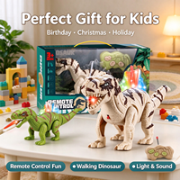 Mainan Dinosaurus Berjalan dengan Remote Control, Dilengkapi Lampu dan Suara