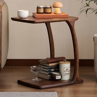 Table d'appoint multifonctionnelle en bois massif, table basse en noyer noir, style moderne et luxueux pour salon