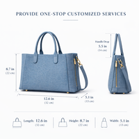 Tas Tote Mini Denim Biru Awet untuk Wanita, Tas Selempang dengan Pegangan Atas dan Tali Rantai, Tahan Air untuk Penggunaan Sehari-hari