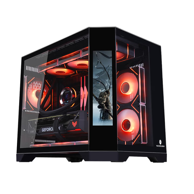 AntarcChill Mid Tower Desktop Panoramic Tempered Glass PC Casing CPU Cabinet MATX Cooling Gaming Computer Case with LCD Screen
