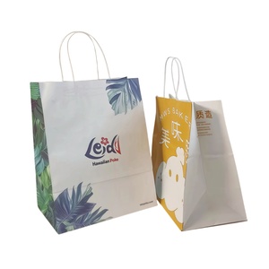 Wholesale Custom Printed White Brown <strong>Shopping</strong> Kraft Paper Bag With Handle Restaurant Carry Away Bag Fast Food Bread Takeout <strong>Nag</strong> - Product Image 4