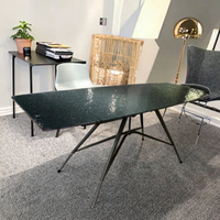 Meubles de salle à manger modernes et luxueux sur mesure, pieds en métal pliables, plateau en céramique, table en verre trempé, 10 places
