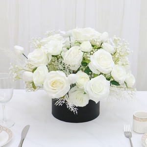 Boîte à fleurs <span class=keywords><strong>en</strong></span> forme de seau, cadeau artisanal pour le Nouvel An, bouquet de tournesols, roses et orchidées artificielles, décoration de fête de mariage, décoration de table - Product Image 4