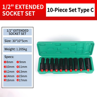 Clé à douille électrique à six pans creux allongée de 8 à 24 mm, finition chromée, ensemble de 10 pièces pour pistolet à air, personnalisable OEM